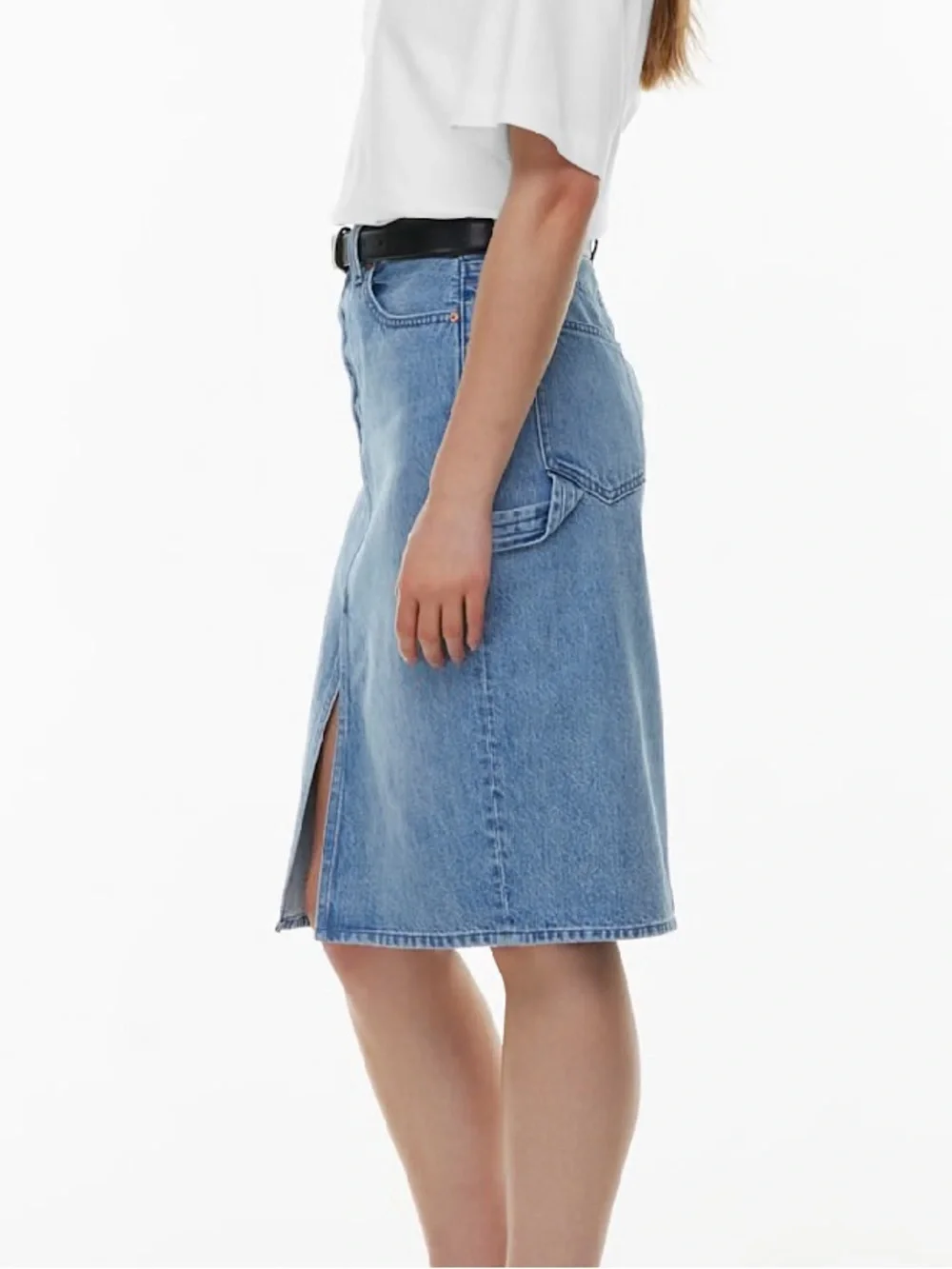 Aritzia Denim Forum The 90’s Pencil Midi Denim Skirt in Blue Sz 28 utility - Picture 2 of 15